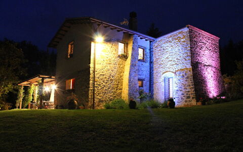 Villa la Felce: Huis, Huis, Verblijf, Nacht, Landgoed, Landschap Verlichting, Tuin, Boerderij, Middernacht, Werf