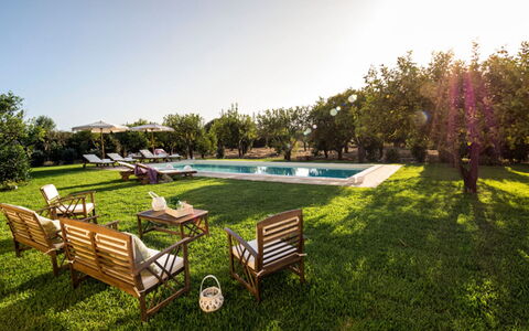 Villa del Sirio: Tuin, Buitenmeubels, Gazon, Vrije Tijd, Landscaping, Toevlucht, Schaduw, Park, Landgoed, Zwembad