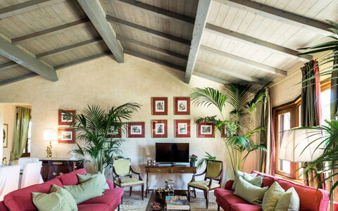 Villa del Sirio: Meubilair, Interieur Ontwerp, Plafond, Bankstel, Flooring, Verlichting, Tafel, Woonkamer, Huis, Verdieping