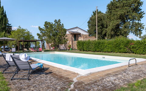 Poggio Padule: Zwembad, Buitenmeubels, Landgoed, Backyard, Tuin, Hacienda, Schaduw, Boerderij, Villa, Werf