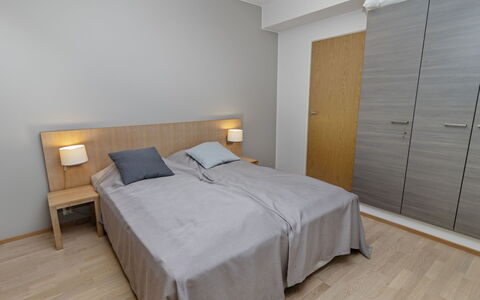 Ruka Chalets 2 Huoneisto 2405: Flooring, Verdieping, Interieur Ontwerp, Bed, Hout, Meubilair, Slaapkamer, Houten Vloer, Kamer, Plafond