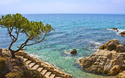 Playa de Aro 211: Blauw, Water, Zwemwater, Kust,  Felsen\, Kust En Oceanic Landvormen, Zee, Zomer, Landschap, Kust