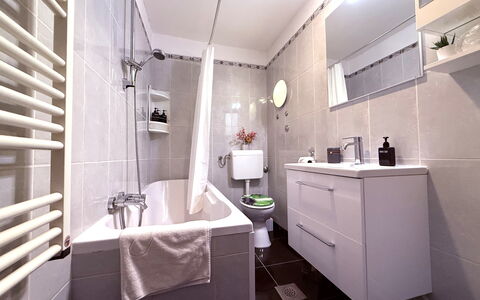 Apartment Niko, Private Garden, Wifi - Opatija: Loodgieterswerkinrichting, Badkamer, Wastafel, Interieur Ontwerp, Flooring, Verdieping, Kraan, Loodgieter, Wastafel In De Badkamer, Badkamerkast