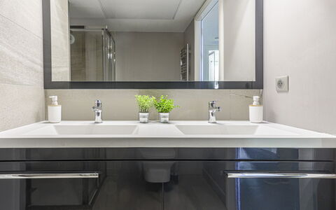 Prestige View: Wastafel In De Badkamer, Loodgieterswerkinrichting, Interieur Ontwerp, Wastafel, Badkamerkast, Spiegel, Countertop, Badkamer, Kraan, Cabinetry