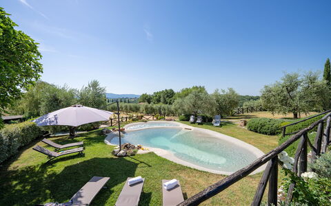 Villa Elsa di Bibbiano Pool, Sauna and View: Tuin, Gazon, Weide, Landgoed, Landscaping, Werf, Zwembad, Backyard, Hacienda, Park