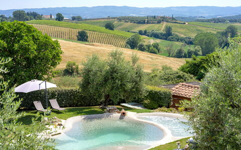 Villa Elsa di Bibbiano Pool, Sauna and View: Zwembad, Woongebied, Huis, Tuin, Toevlucht, Landgoed, Backyard, Buitenmeubels, Eco Hotel, Hacienda