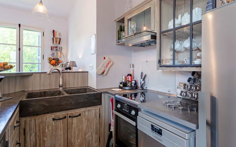 Les Jardins de Cabourg: Keuken, Countertop, Toestel Van De Keuken, Major Appliance, Cabinetry, Interieur Ontwerp, Gootsteen, Meubilair, Huishoudapparatuur, Fornuis