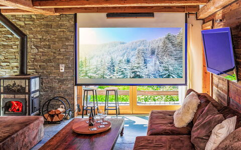 Chalet Gaea: Meubilair, Hout, Interieur Ontwerp, Bankstel, Woonkamer, Elektronisch Apparaat, Kamer, Televisie