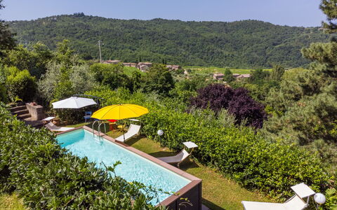 Ridaldi: Zwembad, Struik, Toevlucht, Tuin, Eco Hotel, Landscaping, Hacienda, Backyard, Landgoed, Schaduw
