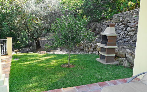 Eretat: Eigendom, Werf, Backyard, Gras, Gazon, Tuin, Huis, Muur, Boom, Landscaping