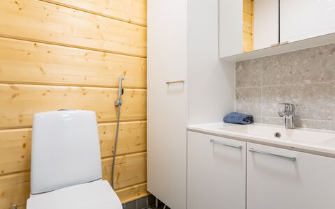 Joutsenranta: Flooring, Wc Bril, Loodgieterswerkinrichting, Badkamer, Toilet, Wastafel In De Badkamer, Verdieping, Hout, Wastafel, Badkamerkast