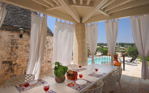 Trulli Retreat, Pool, Locorotondo: Meubilair, Stoel, Interieur Ontwerp, Tafel, Buitenmeubels, Zwembad, Toevlucht, Eco Hotel, Kamerplant, Schaduw