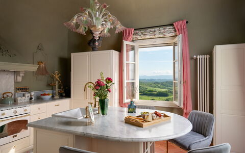Villa Elisa: Meubilair, Interieur Ontwerp, Tafel, Flooring, Verlichting, Tableware, Huis, Stoel, Kamer, Keuken