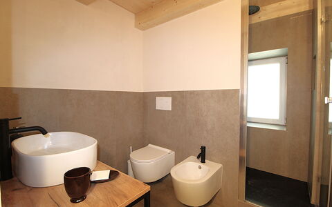 Casa Tomà Mountain View Cortina: Muur, Flooring, Loodgieterswerkinrichting, Badkamer, Verdieping, Wastafel In De Badkamer, Interieur Ontwerp, Wastafel, Loodgieter, Bruin