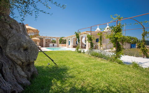 Trulli Valle D'Itria - Martina Franca: Zwembad, Toevlucht, Landgoed, Schaduw, Hacienda, Buitenmeubels, Villa, Eco Hotel, Outdoor Structuur, Bloempot