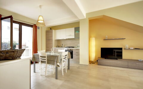Borgo Vigata 1: Interieur Ontwerp, Meubilair, Flooring, Verdieping, Hout, Plafond, Kamer, Verlichting, Stoel, Appartement