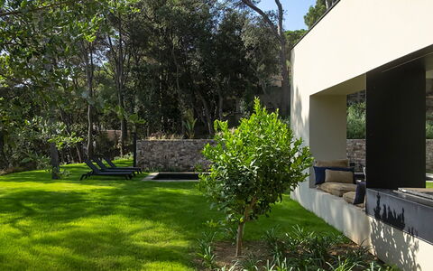 Villa Bamby: Struik, Tuin, Schaduw, Land Lot, Groundcover, Landscaping, Backyard, Gazon, Beton, Werf