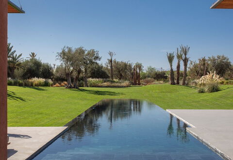 Villa Palmeraie: Reflectie, Zwembad, Landscaping, Vijver, Reflecting Pool, Schaduw, Waterpartij