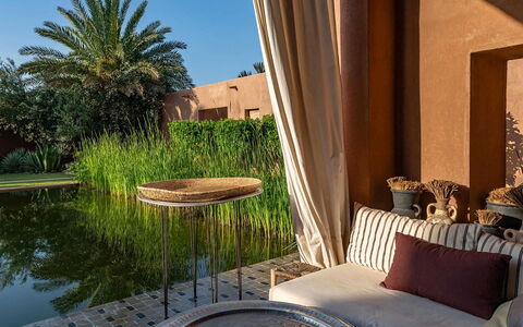 Dar Moon: Zwembad, Toevlucht, Meubilair, Buitenmeubels, Schaduw, Eco Hotel, Hacienda, Binnenplaats, Backyard, Tuin