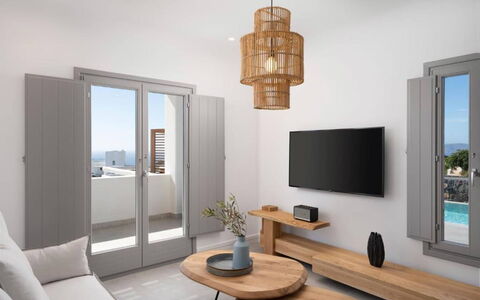 Villa Akrotiri: Meubilair, Interieur Ontwerp, Appartement, Flooring, Verdieping, Verlichting, Huis, Kamer, Stoel, Woonkamer