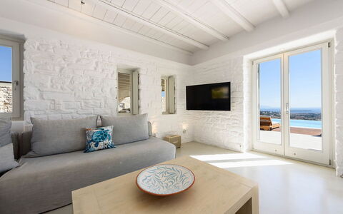 Villa Melina: Meubilair, Flooring, Zee, Kust, Appartement, Oceaan, Stenen Muur, Woonkamer, Toevlucht