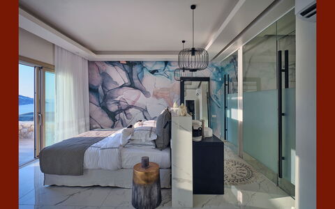 Villa Elettra: Slaapkamer, Meubilair, Interieur Ontwerp, Plafond, Laken, Verdieping, Bedding, Huis, Bed, Hoofdkussen