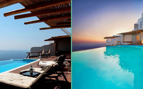 Queen Villa: Blauw, Zwembad, Toevlucht, Buitenmeubels, Zee, Eco Hotel, Villa, Hotel, Balkon, Oceaan