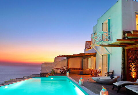 Queen Villa: Blauw, Toevlucht, Zwembad, Zee, Kust En Oceanic Landvormen, Schemer, Eco Hotel, Oceaan, Avond, Kust