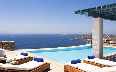 Villa Elpida: Blauw, Zwembad, Toevlucht, Buitenmeubels, Zee, Villa, Eco Hotel, Ligstoel, Schaduw, Hotel