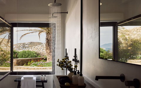 Villa Talia: Muur, Interieur Ontwerp, Loodgieterswerkinrichting, Plafond, Verlichting, Kraan, Loodgieter, Lichte Inrichting, Badkamer, Kamerplant