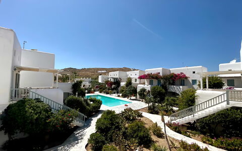 Mykonos Pool House 3: Tuin, Landscaping, Werf, Balkon, Binnenplaats, Hacienda, Villa, Eco Hotel, Toevlucht
