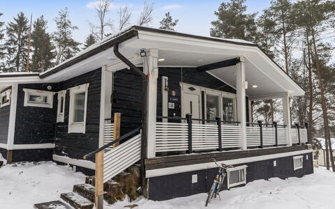 Villa Kökköharju: Hout, Winter, Huis, Sneeuw, Freezing, Verblijf, Siding, Veranda, Blokhut