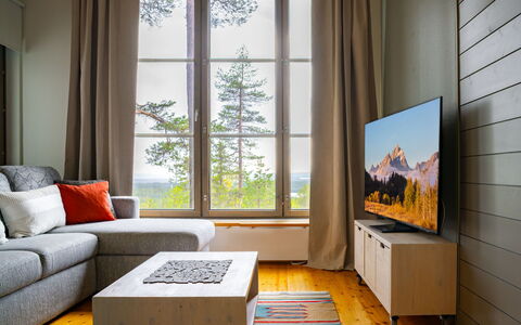 Rukatunturintie 8 G2: Meubilair, Interieur Ontwerp, Flooring, Verdieping, Hout, Televisie, Woonkamer, Bankstel, Televisietoestel, Kamer
