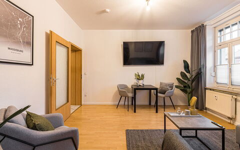 Scandinavian Business Apartment: Interieur Ontwerp, Meubilair, Flooring, Verdieping, Kamer, Woonkamer, Bankstel, Houten Vloer, Plafond, Appartement
