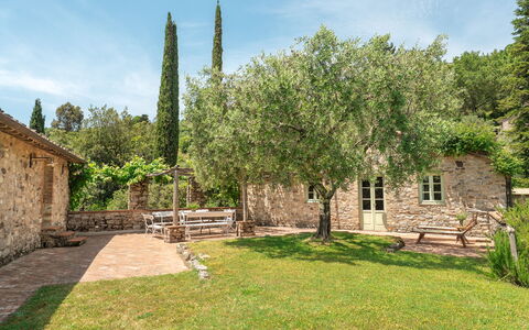 La Sorgente: Struik, Tuin, Schaduw, Backyard, Landscaping, Landgoed, Werf, Buitenmeubels, Stenen Muur, Boerderij