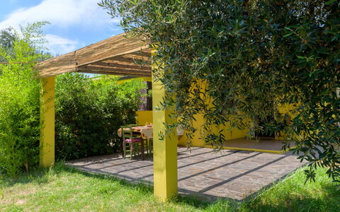 Cottage Girasole di Mare: Struik, Tuin, Schaduw, Backyard, Woody Plant, Landscaping, Outdoor Structuur, Gazon, Pergola, Werf
