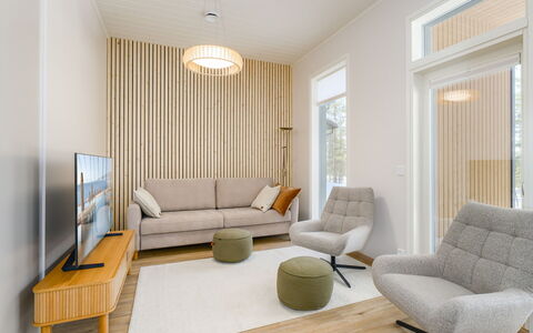 Saariselän Aavahelmi C: Meubilair, Interieur Ontwerp, Verdieping, Flooring, Bankstel, Woonkamer, Houten Vloer, Muur, Hout, Stoel