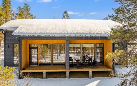 Saariselän Aavahelmi C: Hout, Huis, Huis, Verblijf, Winter, Freezing, Sneeuw, Siding, Blokhut, Schaduw