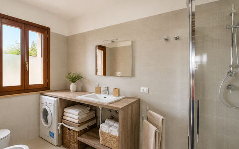 Villa Billona: Flooring, Muur, Loodgieterswerkinrichting, Verdieping, Interieur Ontwerp, Wastafel, Badkamer, Wastafel In De Badkamer, Hout, Badkamerkast
