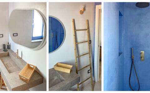 Tenuta Emma: Muur, Loodgieterswerkinrichting, Loodgieter, Badkamer, Kraan, Wastafel, Tegel, Lichte Inrichting, Spiegel, Wastafel In De Badkamer