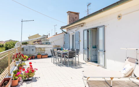 Attico del Corso: Appartement, Balkon, Bloempot, Kamerplant, Fiets, Fiets Voorvork