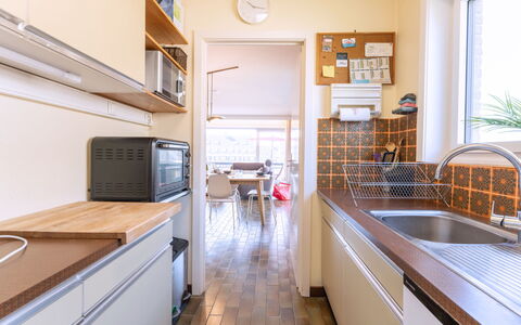 Zandstuyver with Balcony: Keuken, Countertop, Interieur Ontwerp, Flooring, Toestel Van De Keuken, Major Appliance, Hout, Verdieping, Cabinetry, Plafond
