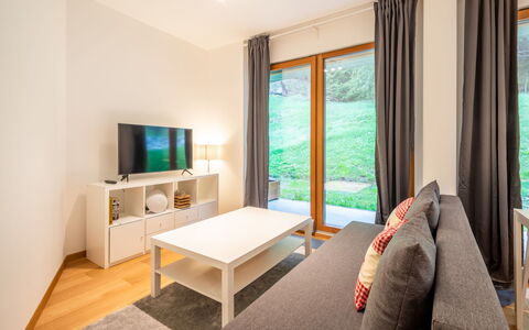 Cuolm Liung Apt. 52: Interieur Ontwerp, Flooring, Meubilair, Verdieping, Woonkamer, Kamer, Houten Vloer, Bankstel, Appartement