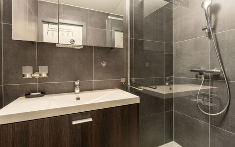 Duinenzicht with Balcony: Badkamer, Loodgieterswerkinrichting, Flooring, Muur, Interieur Ontwerp, Verdieping, Badkamerkast, Wastafel In De Badkamer, Wastafel, Kraan