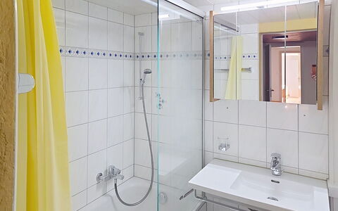 Ferienwohnung Enzian: Badkamer, Loodgieterswerkinrichting, Interieur Ontwerp, Flooring, Wastafel In De Badkamer, Verdieping, Wastafel, Kraan, Loodgieter, Douche