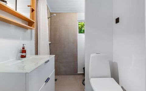 Hejne - 600M from the Sea: Flooring, Loodgieterswerkinrichting, Muur, Verdieping, Interieur Ontwerp, Badkamer, Wastafel, Badkamerkast, Wastafel In De Badkamer, Kraan