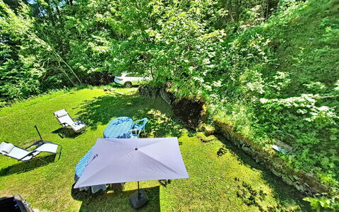 Le Mayen D'Ovronnaz: Vegetation, Struik, Tuin, Groundcover, Gazon, Landscaping, Werf, Backyard, Schaduw, Buitenmeubels