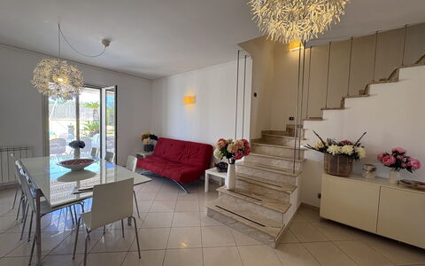 Villa Magda: Interieur Ontwerp, Flooring, Meubilair, Verdieping, Hout, Plafond, Kamer, Verlichting, Woonkamer, Huis