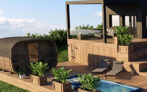 Hubertina - 900M from the Sea: Hout, Dek, Hardwood, Beits, Outdoor Structuur, Tuin, Patio, Werf, Backyard, Garden Gebouwen