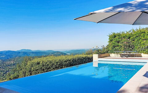 Balcon D'Azur: Zwembad, Blauw, Toevlucht, Samengesteld Materiaal, Eco Hotel, Buitenmeubels, Schaduw, Paraplu, Ligstoel, Villa